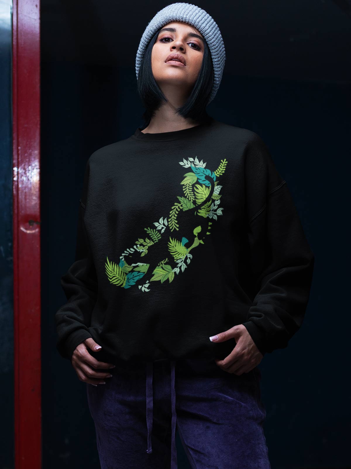 Black Panther's Forest | Printed Unisex Sweatshirt