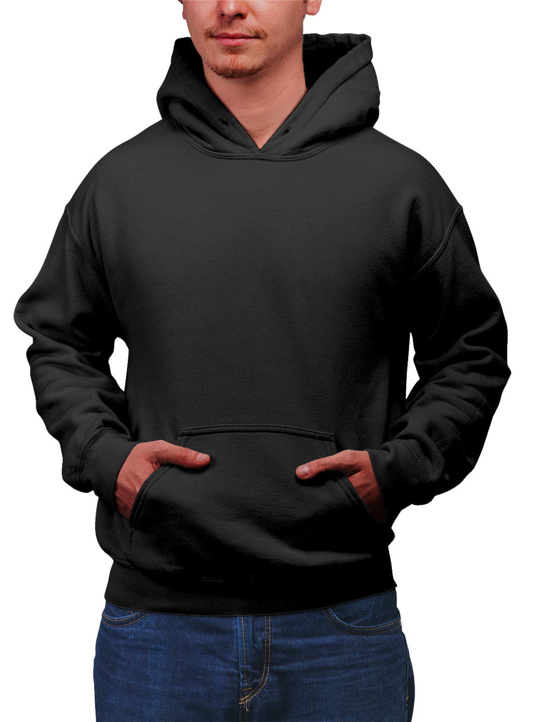 Black Plain Cotton Hoodie for Men & Women by shopghumakkad