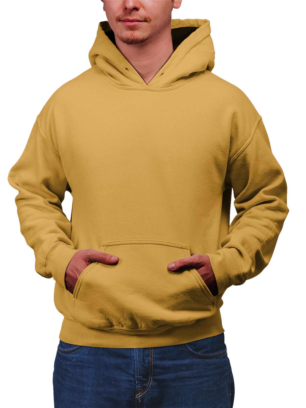 Mustard Plain Cotton Hoodie for Men & Women by shopghumakkad
