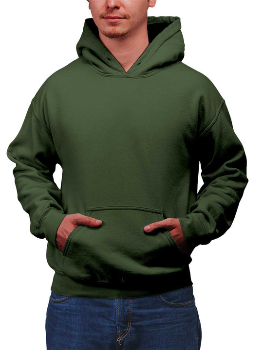 Olive Green Plain Cotton Hoodie for Men & Women by shopghumakkad