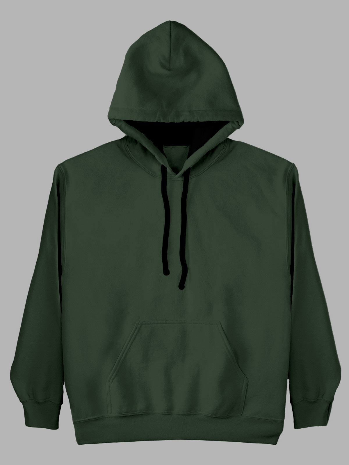 Military Green Plain Cotton Hoodie for Men & Women