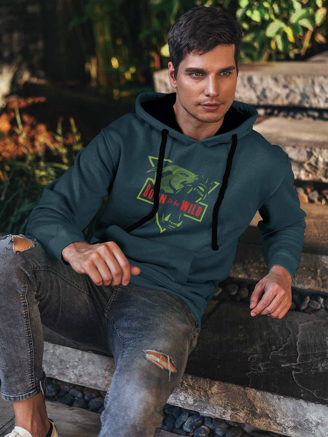 Born to be wild Printed Cotton Hoodie for men & women by shopghumakkad