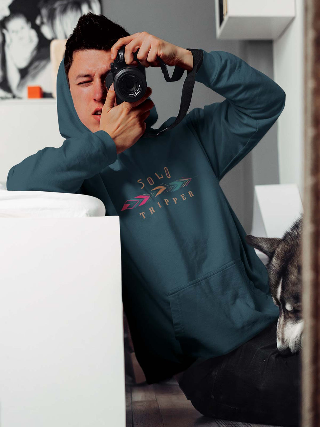  Solo Tripper Printed Cotton Hoodie for men & women by shopghumakkad