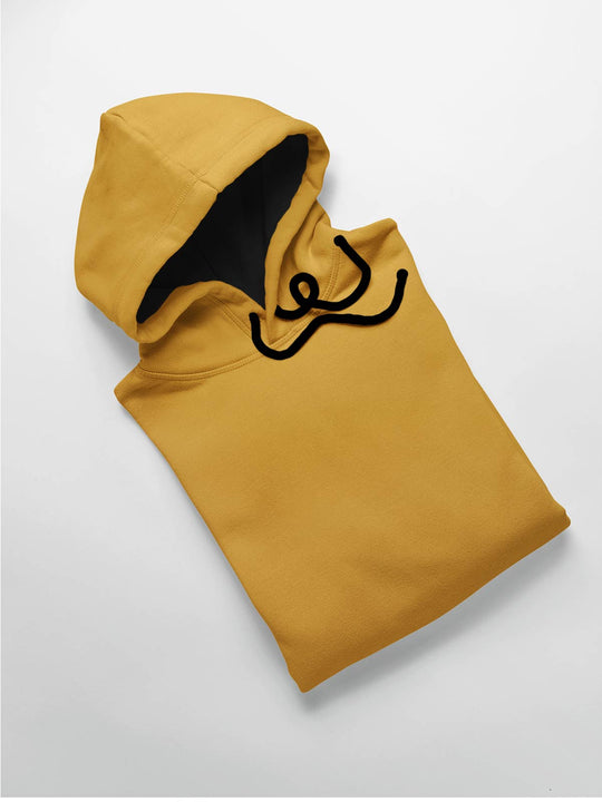 Mustard Plain Cotton Hoodie for Men & Women by shopghumakkad