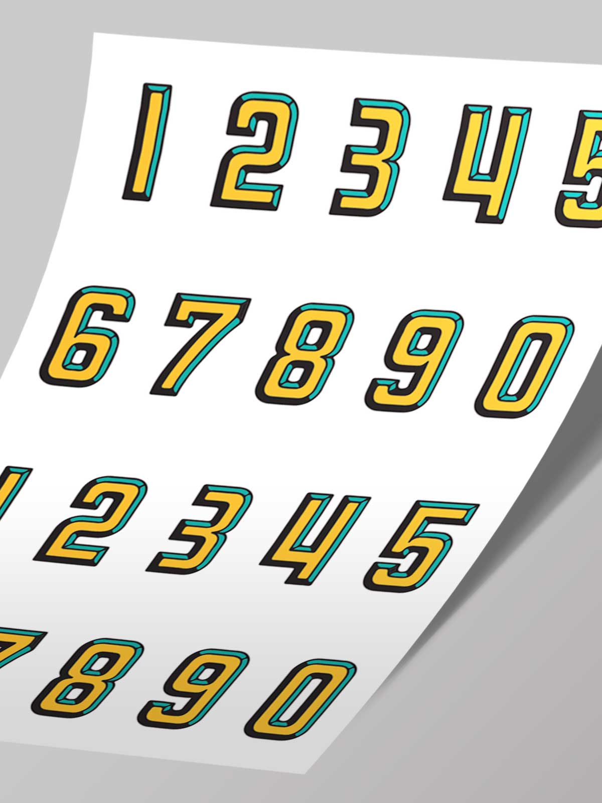 Complete Number Set Zero to Nine Vinyl Stickers | Bike/Laptop/Car Sticker
